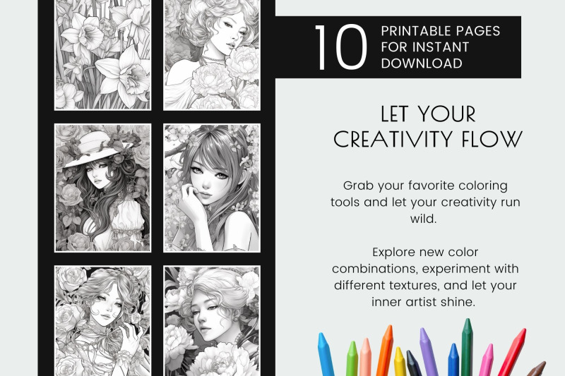 beauties-printable-coloring-book-grayscale-coloring-pages