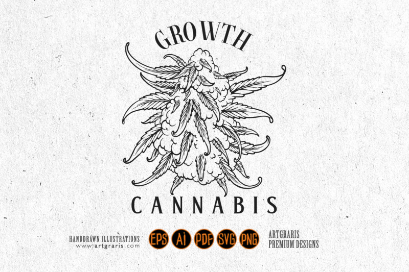 cannabis-bud-leaf-growth-plant-logo-illustrations-monochrome