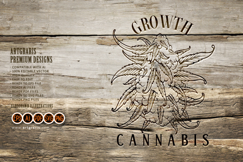 cannabis-bud-leaf-growth-plant-logo-illustrations-monochrome