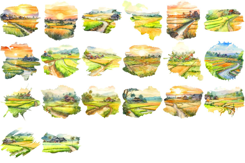 rice-fields-meadows-clipart-watercolor-landscapes-png
