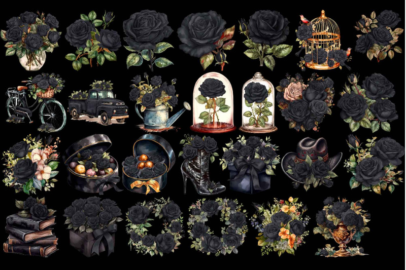 black-roses-arrangements-clipart-halloween-gothic-clip-art