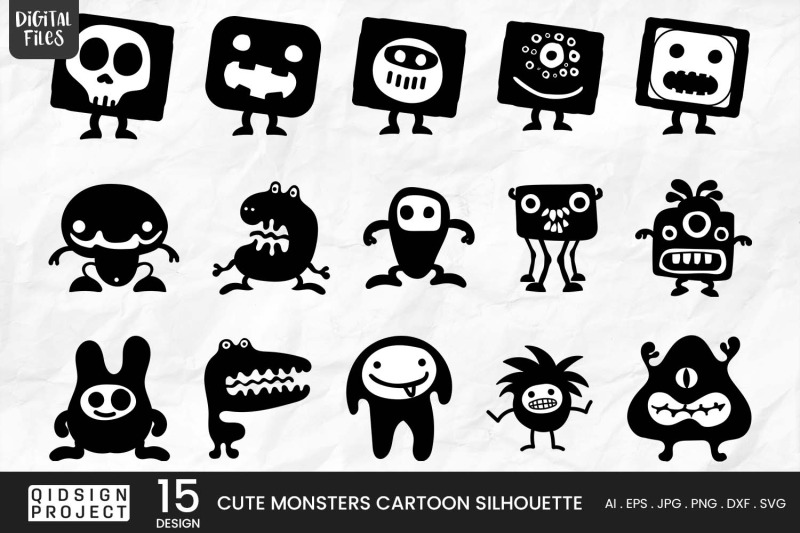 cute-monster-cartoon-silhouette-15-variations