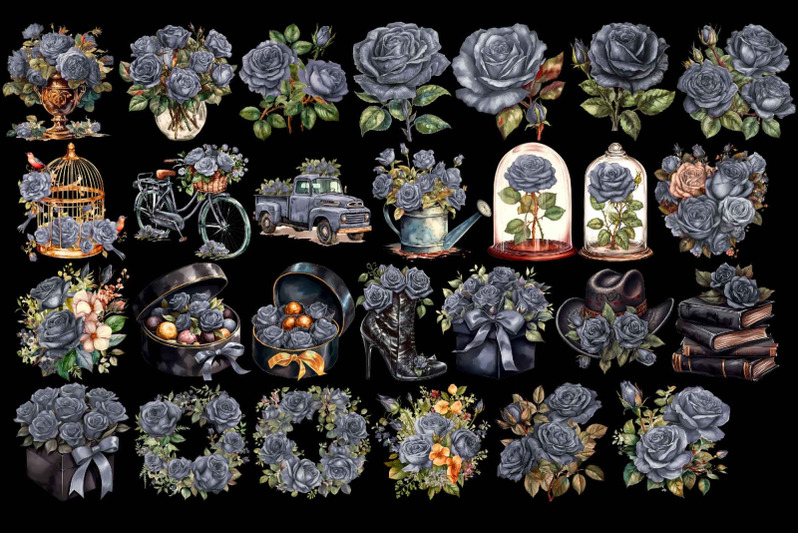 silver-rose-arrangements-clipart-halloween-gothic-clip-art