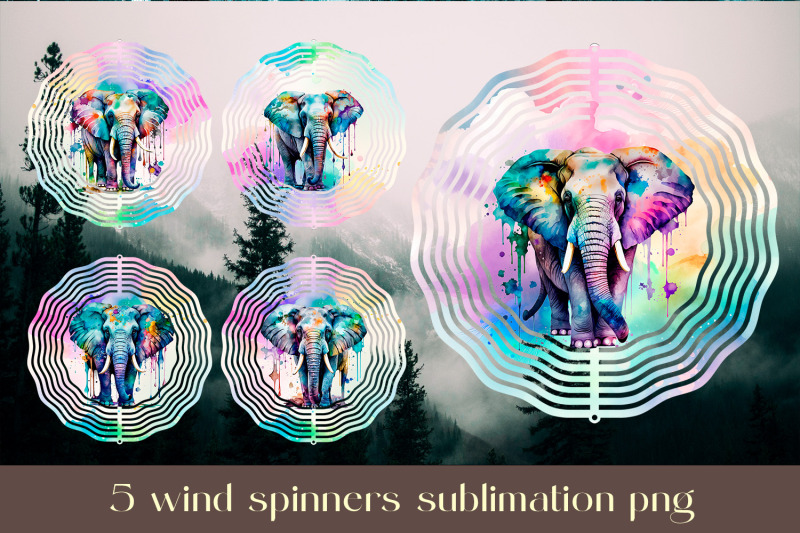 elephant-wind-spinner-sublimation-animal-wind-spinner-design-bundle