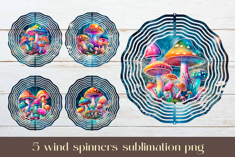 mushrooms-wind-spinner-sublimation-forest-wind-spinner-design-bundle