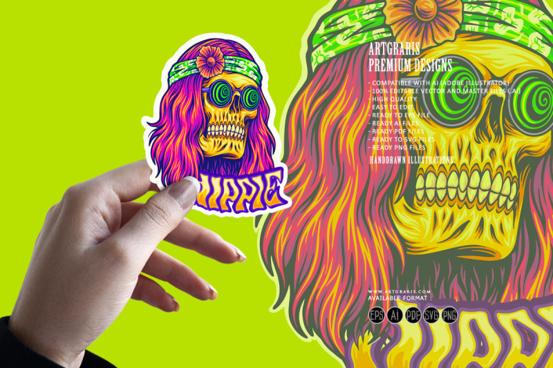 trippy-skull-bohemian-long-haired-with-sunglasses-illustrations