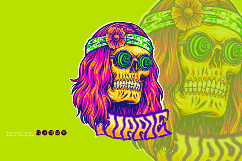 trippy-skull-bohemian-long-haired-with-sunglasses-illustrations