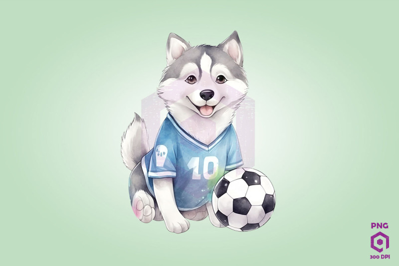 siberian-husky-dog-playing-football