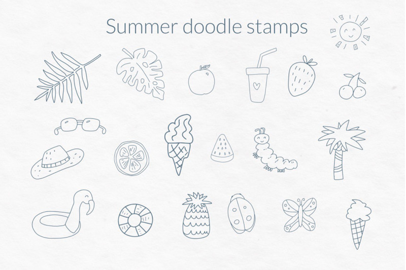summer-doodle-procreate-stamps