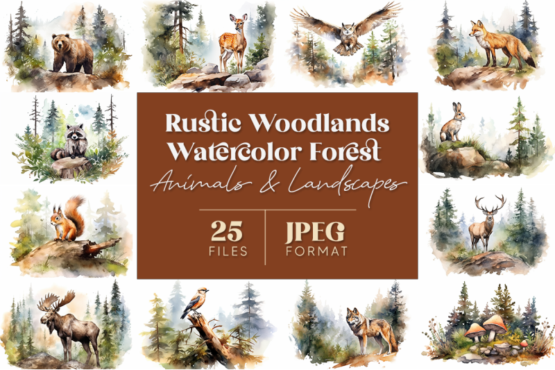 rustic-woodlands-watercolor-forest-animals-and-landscapes