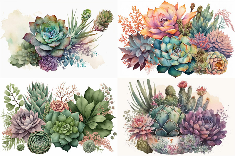 vibrant-succulents-colourful-watercolor-collection