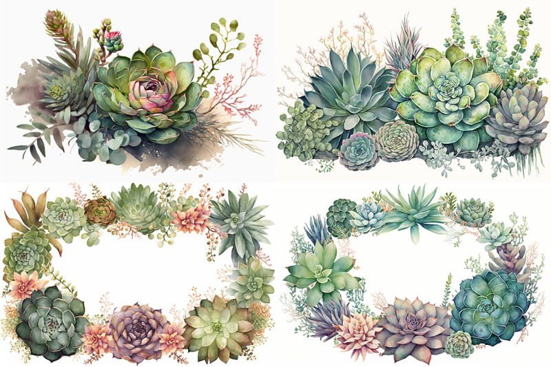 vibrant-succulents-colourful-watercolor-collection