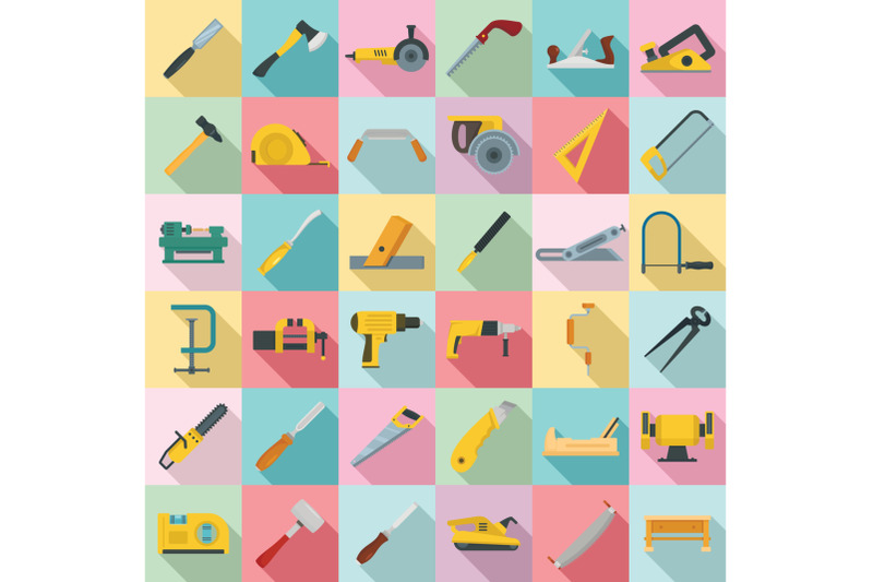 carpenter-icon-set-flat-style