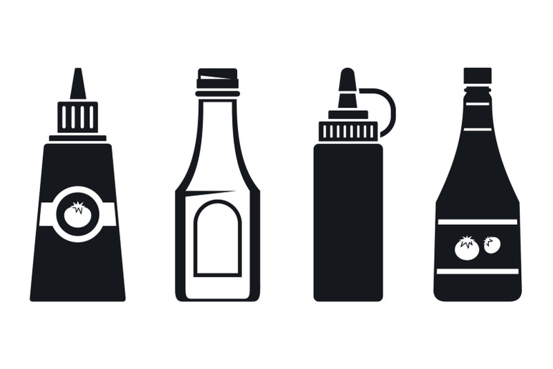 ketchup-bottle-icon-set-simple-style
