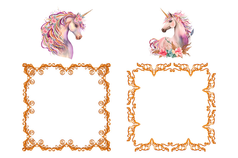 watercolor-magical-unicorn-clipart-bundle