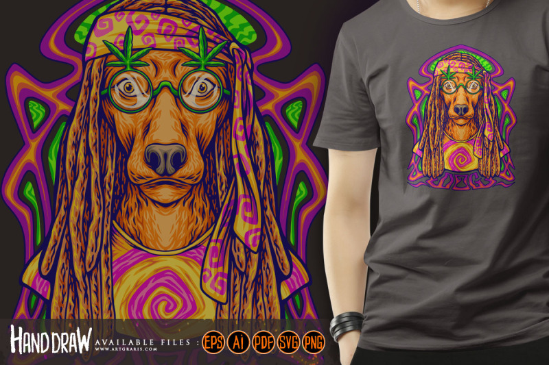 hippie-dog-with-psychedelic-trippy-frame-background-illustrations