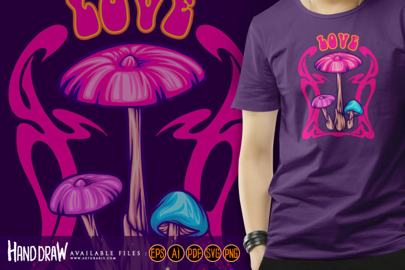 magical-mushroom-family-with-psychedelic-nouveau-frame