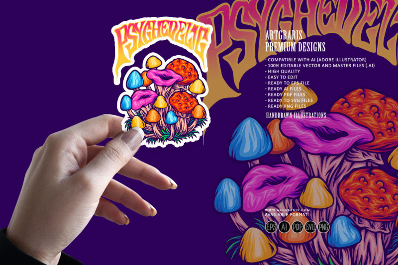 magic-mushroom-family-spore-mycology-logo-illustrations