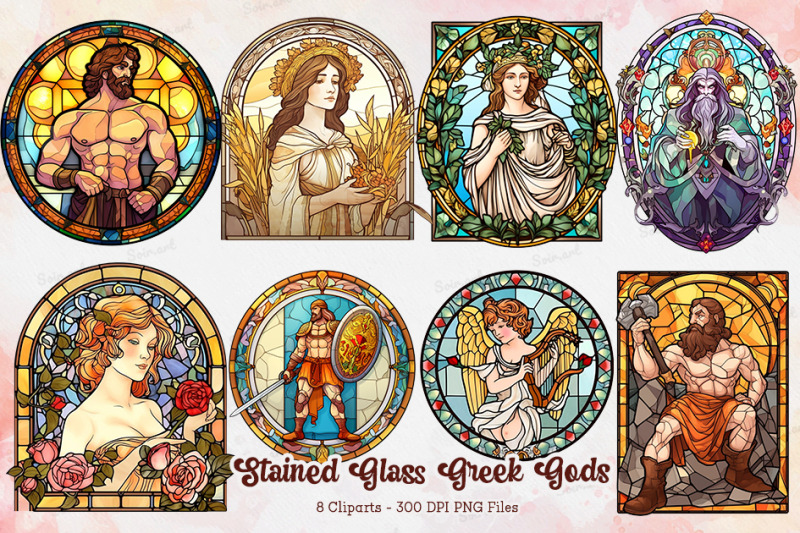 beautiful-stained-glass-greek-gods