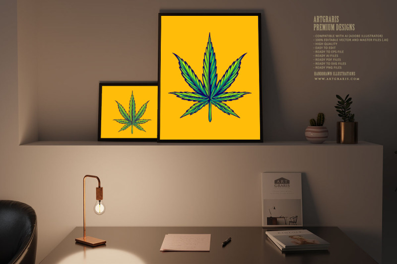 marijuana-leaf-strain-botanical-hemp-plant-illustrations