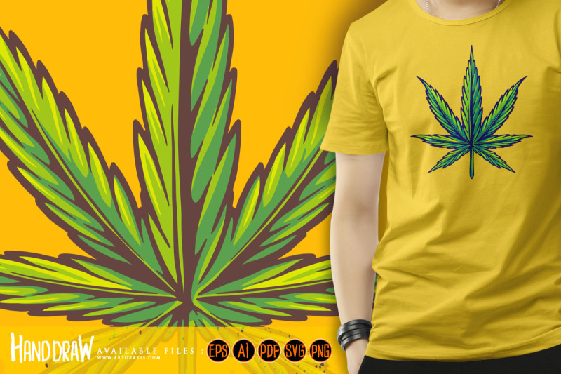 marijuana-leaf-strain-botanical-hemp-plant-illustrations