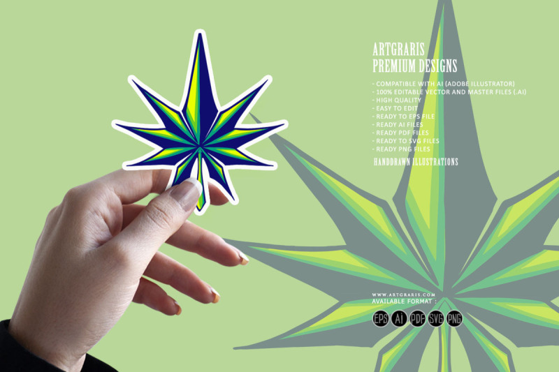 dimensional-shape-marijuana-leaf-modern-logo-illustrations