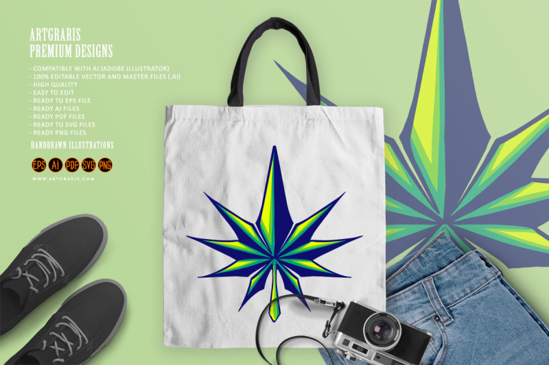 dimensional-shape-marijuana-leaf-modern-logo-illustrations