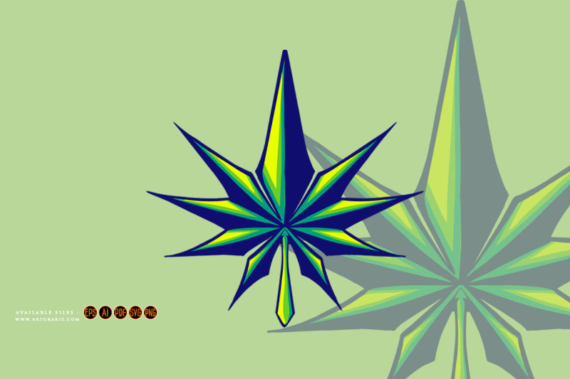 dimensional-shape-marijuana-leaf-modern-logo-illustrations