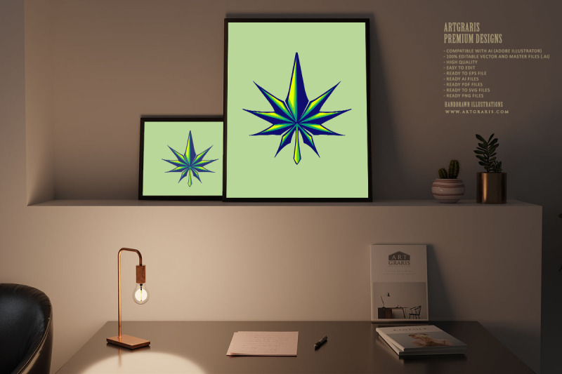 dimensional-shape-marijuana-leaf-modern-logo-illustrations