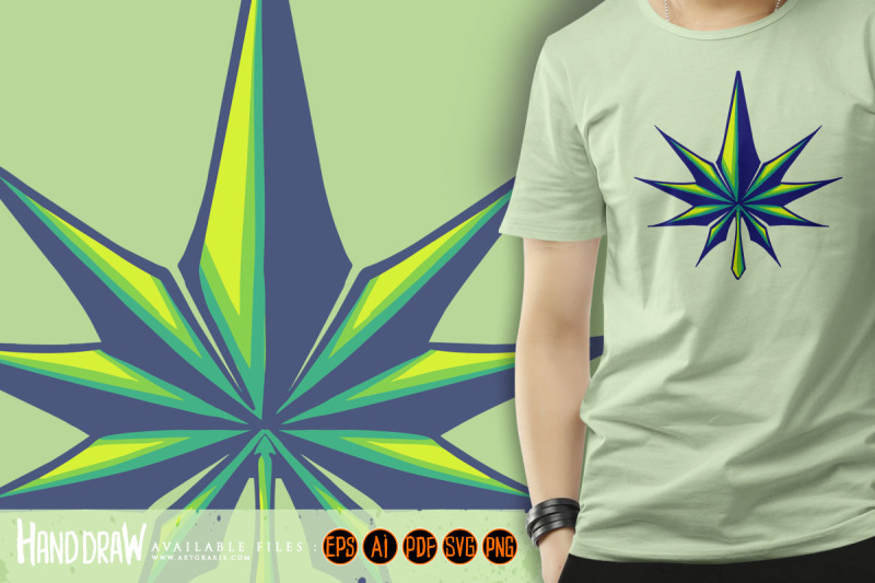 dimensional-shape-marijuana-leaf-modern-logo-illustrations