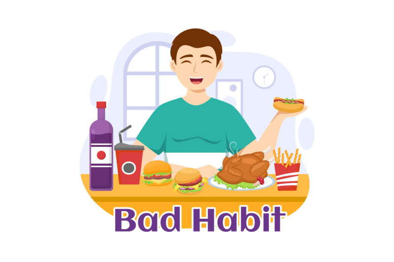 11-bad-habit-vector-illustration