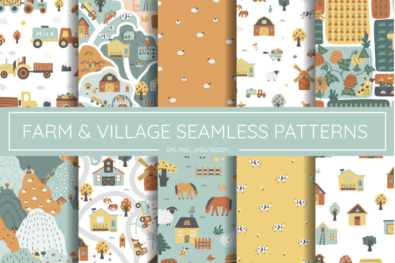 farm-amp-village-seamless-patterns