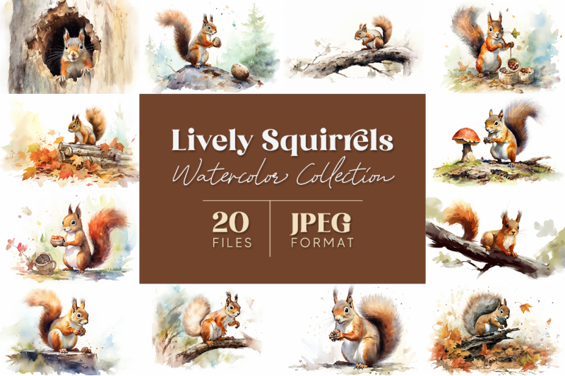 lively-squirrels-watercolor-collection