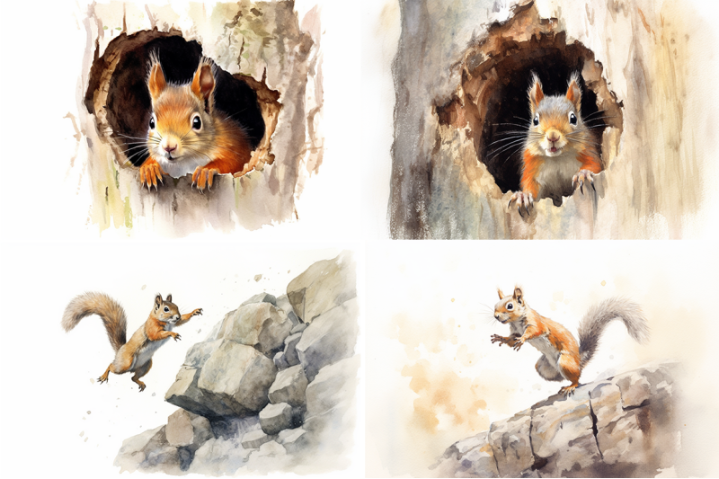 lively-squirrels-watercolor-collection