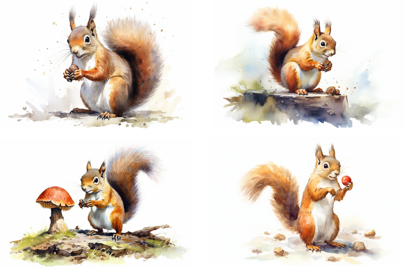 lively-squirrels-watercolor-collection