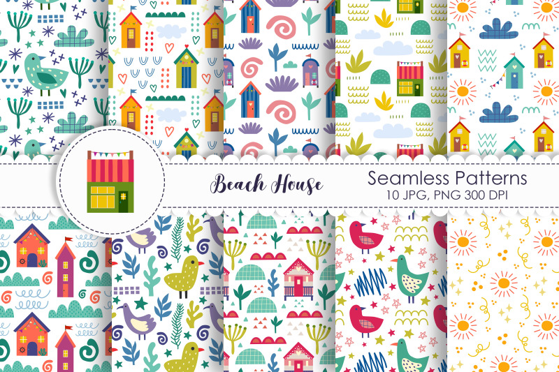 beach-house-seamless-patterns