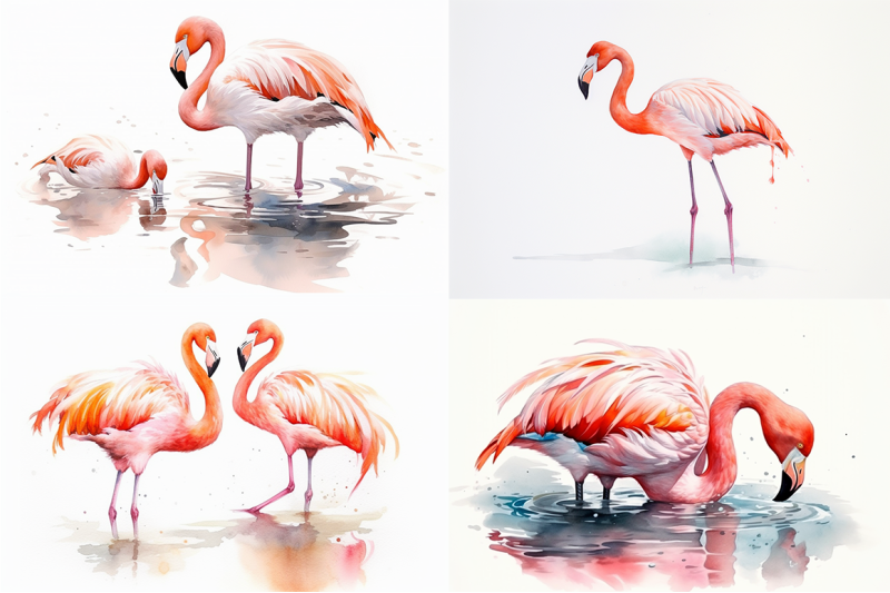 graceful-flamingos-and-patterns-watercolor-collection