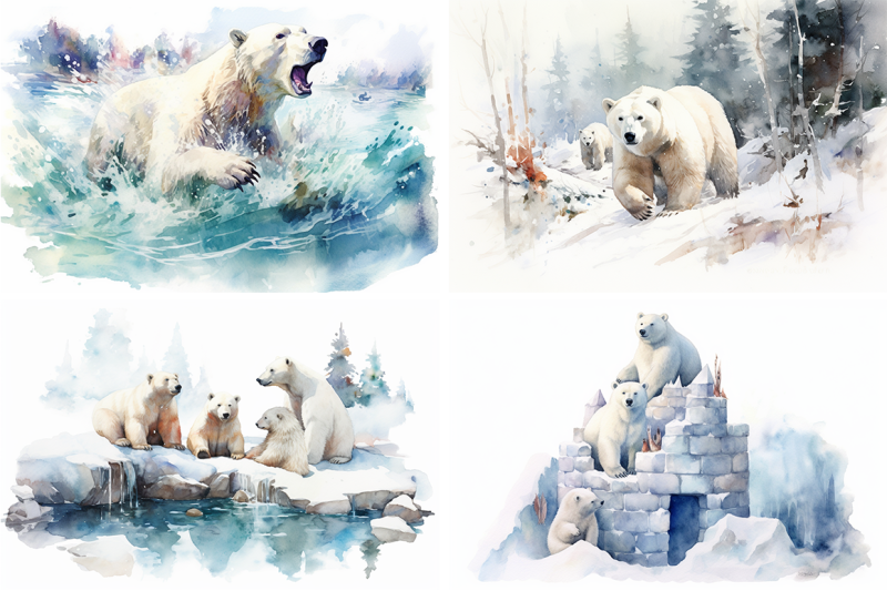 polar-pals-watercolor-collection