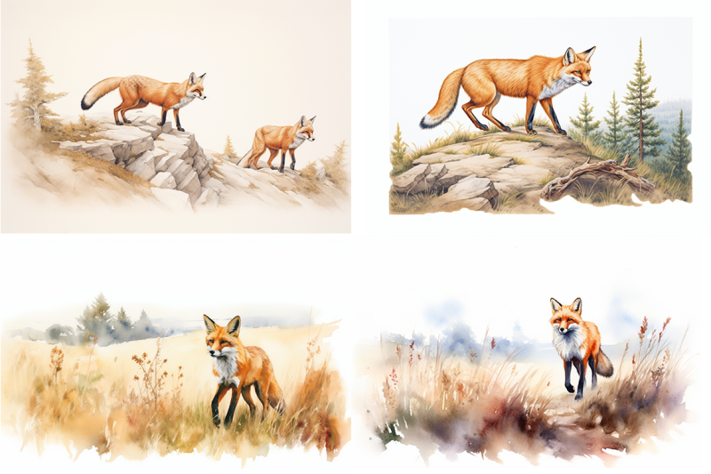 wise-fox-watercolor-collection