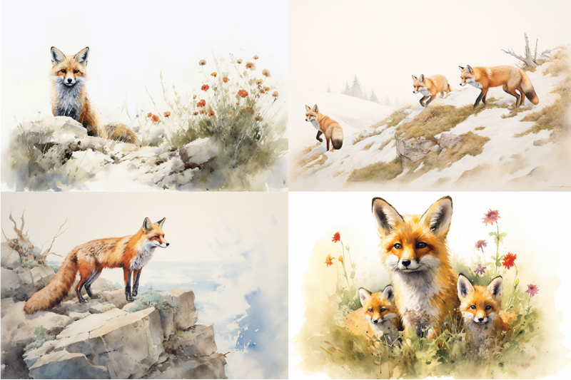 wise-fox-watercolor-collection