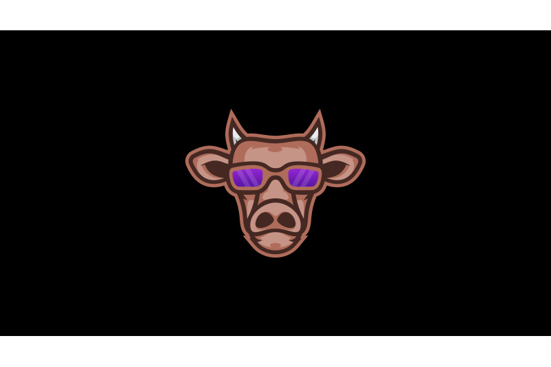 cool-cow-with-glasses-head-logo-cartoon-design-abstract-vector-templat