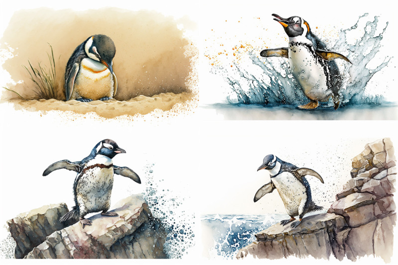 playful-penguins-watercolor-collection