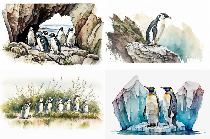 playful-penguins-watercolor-collection