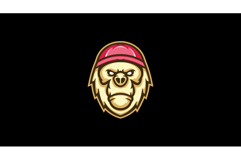 cool-monkey-head-with-cap-logo-cartoon-design-abstract-vector-template