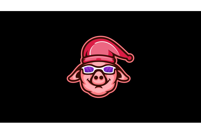 cool-pig-head-with-night-cap-and-glasses-logo-cartoon-design-abstract