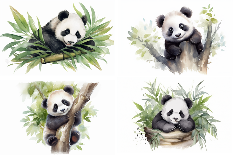 charming-baby-panda-watercolor-collection
