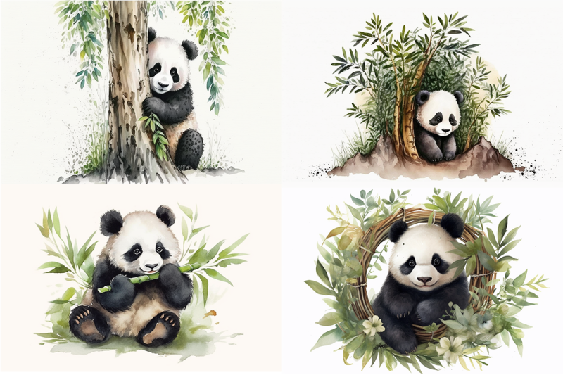 charming-baby-panda-watercolor-collection