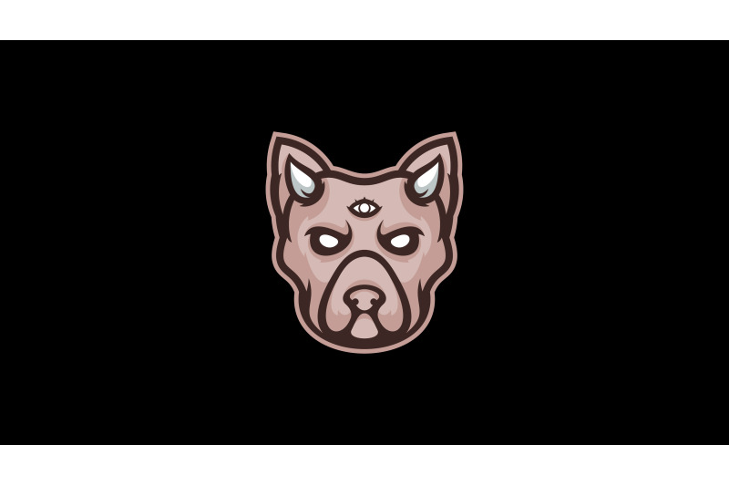 evil-dog-head-with-horns-and-three-eyes-logo-cartoon-design-abstract-vector-template