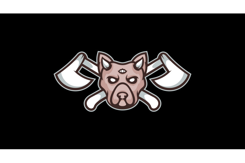 evil-dog-with-third-eye-and-axe-cross-gang-logo-cartoon-design-abstract-vector-template