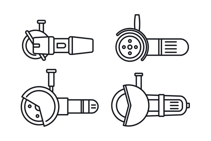 electric-angle-grinder-icon-set-outline-style